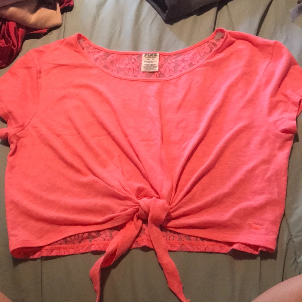 PINK Laced Back Crop Top